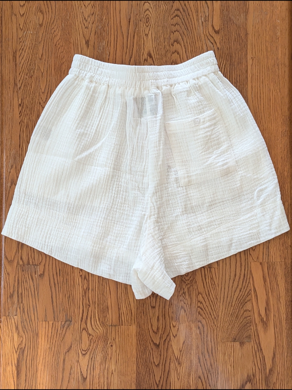 The Shirt Rochelle Behrens Barry Short White Cotton Gauze Shorts - Picture 7 of 12